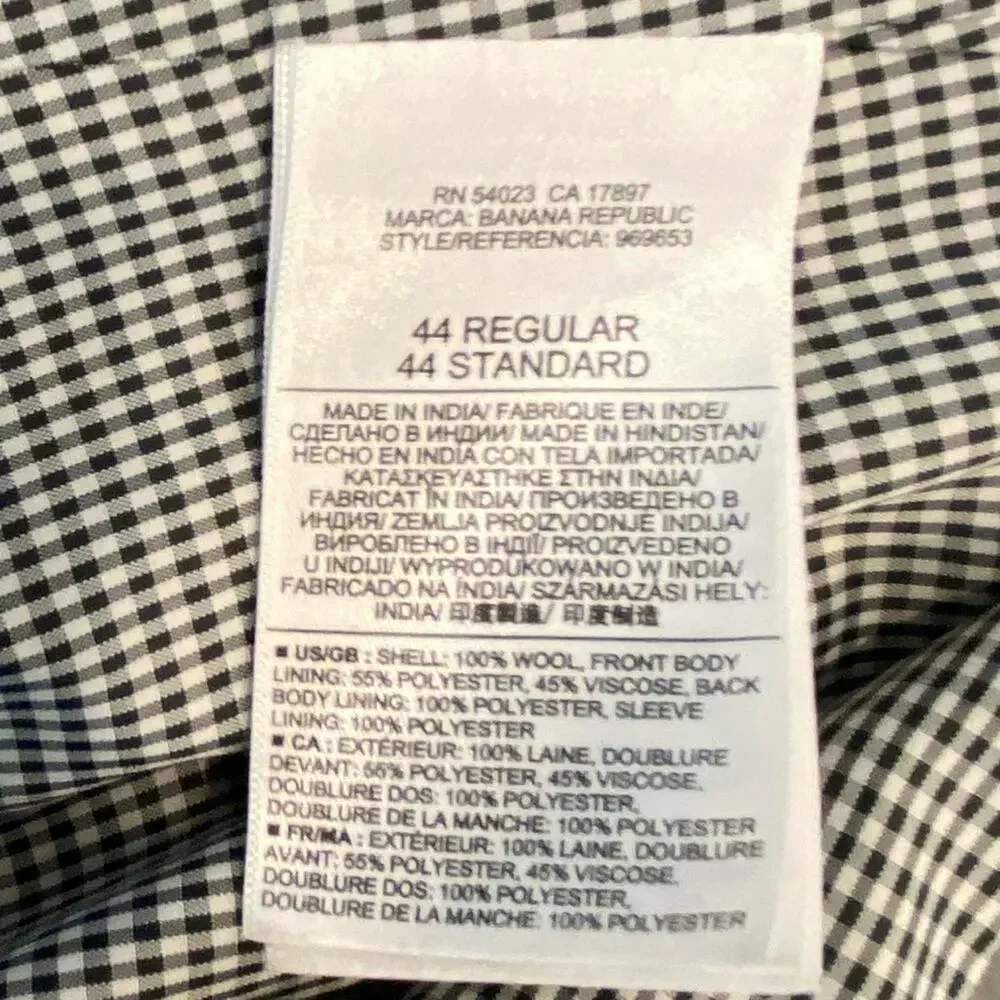 Banana Republic Men's Tailored Fit Wool Blazer Suit Jacket - 44R